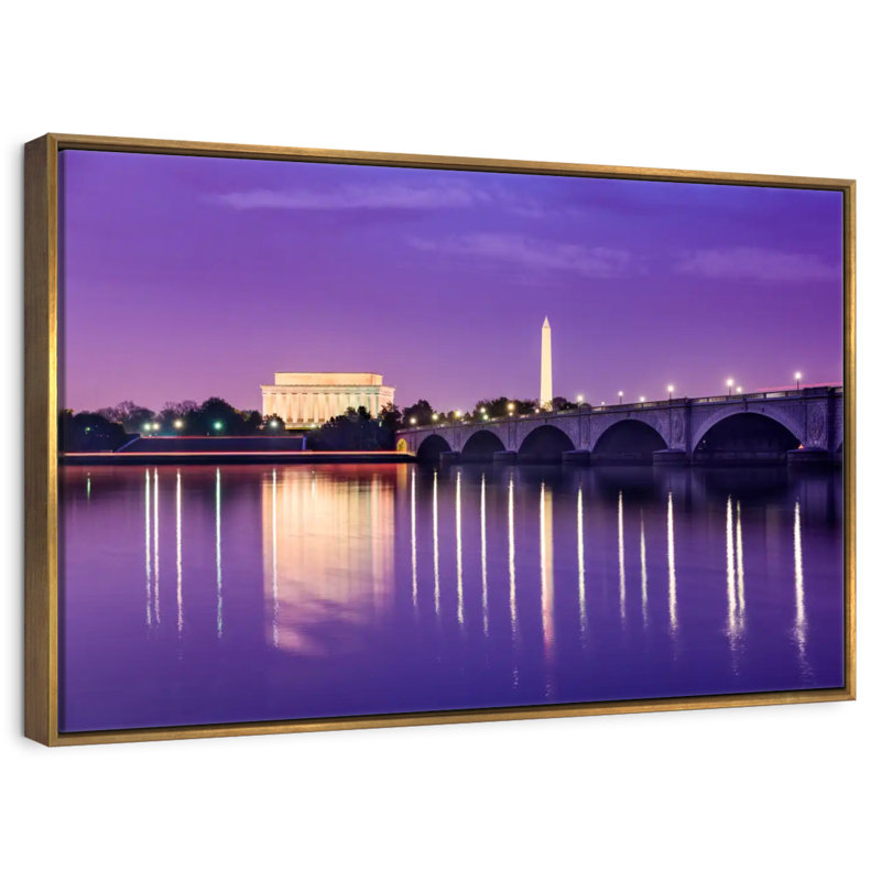 Vue sur le Potomac, 13 po x 9 po, Cadre flottant doré