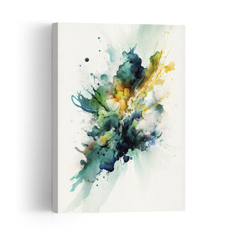 Vibrant Watercolor Burst Abstract Contemporary Modern Wall Art Print by Mauro - Wrapped Canvas Print, 91.44cm H x 60.96cm W