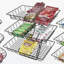 Three Tier Merchandiser with Rectangular Wire Baskets - 18" x 22" x 20"