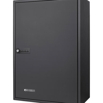 Adjustable Key Storage Cabinet - 300 Key, Combination Lock, Black Steel, Wall Mount For Secure Keys With Colourful Identification Tags