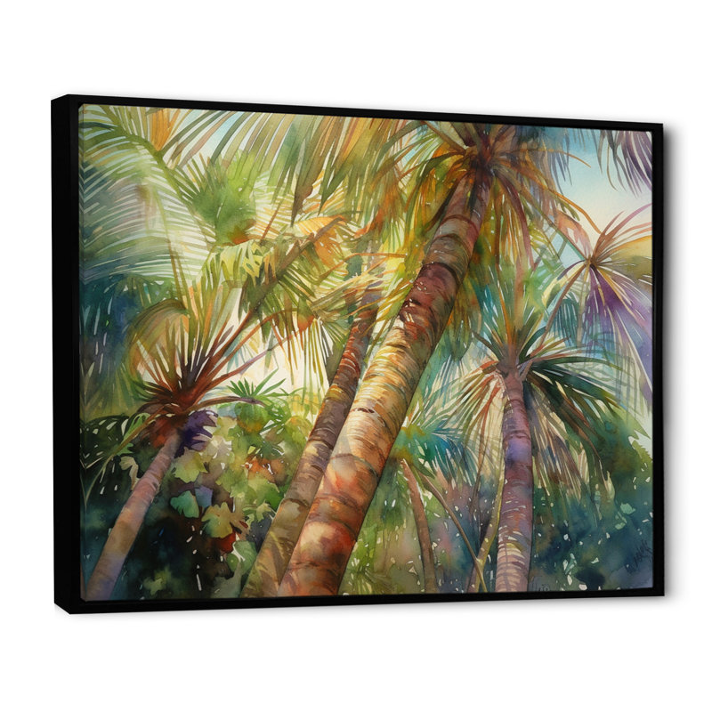 Palmier vert paradis II - impression, H 24 po x l 32 po x P 1 po, Cadre flottant noir