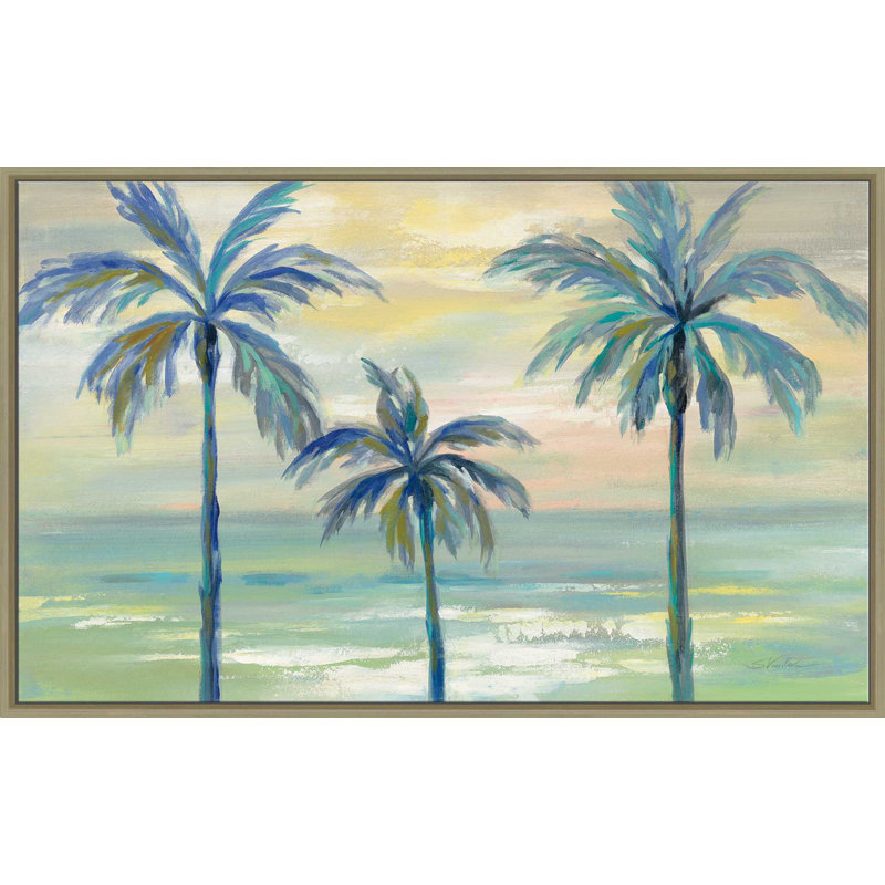 «Marine Layer Palms», reproduction de peinture acrylique sur toile, H 36 po x l 60 po x P 1,5 po, Toile tendue