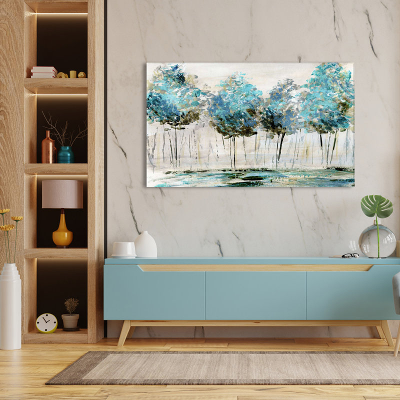 «Spring Talking» par Katrina Craven - Peinture, L 30 po x H 18 po, Toile tendue