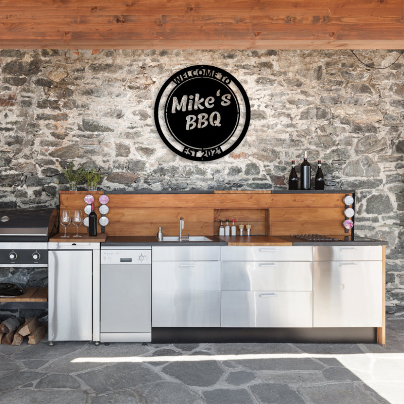 Art mural en métal personnalisé - panneau de nom extérieur personnalisé - décor de patio arrière-cour - décoration murale rustique en métal de ferme - décoration de jardin extérieur - décoration de maison personnalisée moderne - cadeau de pend