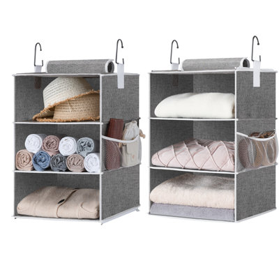 Aislin 6-Shelf Jumbo Closet Organizers, Two 3-Shelf Separable Hanging Shelves for Closet