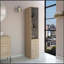 Linen Cabinet, Three Shelves, Four Drawers, Light Pine/White