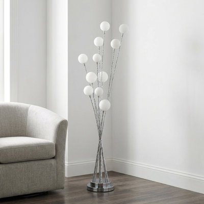 Lampe sur pied en aluminium chromé à 11 lumières de 46 po en aluminium chromé à DEL Aluminun