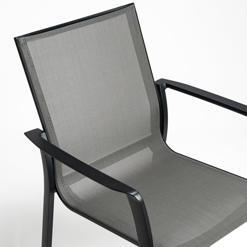 Chaise de patio empilable en aluminium, Noir