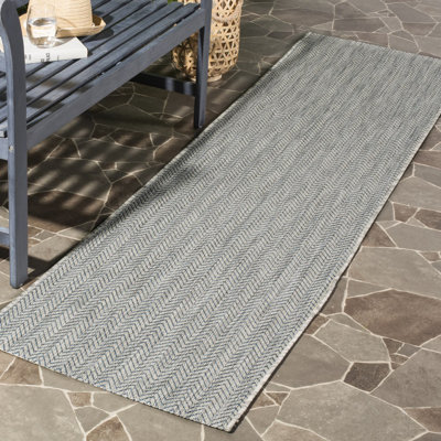 Tapis d'intérieur / extérieur gris / bleu marine Arneshia