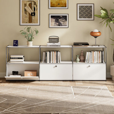 Modular Steel Accent Storage Cabinet With Adjustable Shelves