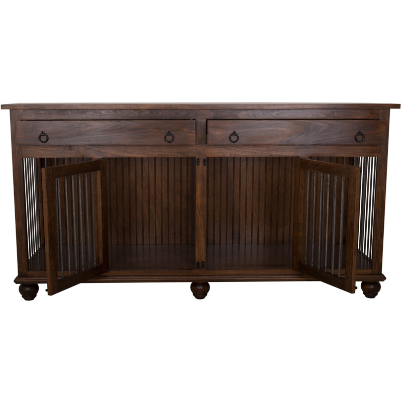 Aarav Wood Furniture Style Crate with 2 Doors, Small (35" H x 64.5" W x 23" D), Caribbean Rum, Persimmon Red