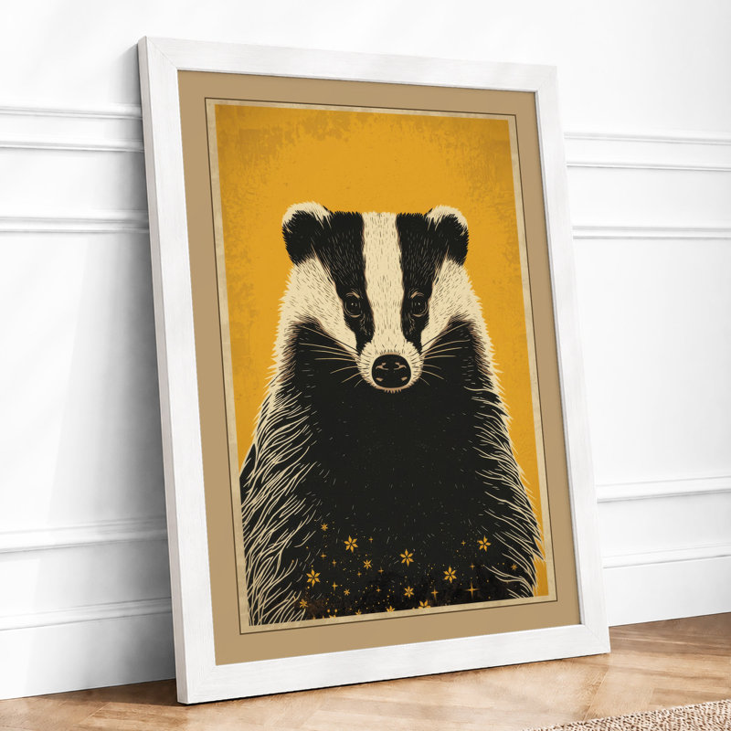 Golden Badger Boho - Framed Print, A1 - 84.1 x 59.4 cm, White