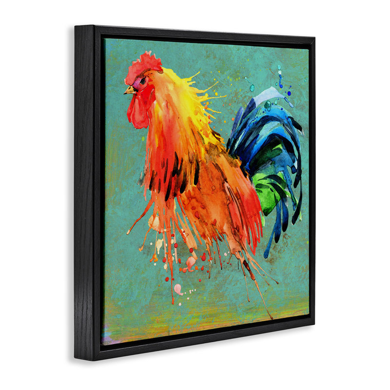 Coq urbain abstrait, Cadre flottant noir de jais, H 25 po x l 25 po