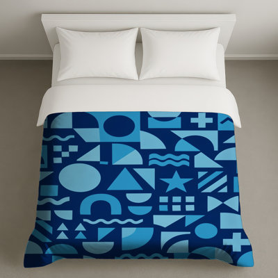 Housses de couette à formes géométriques bleues