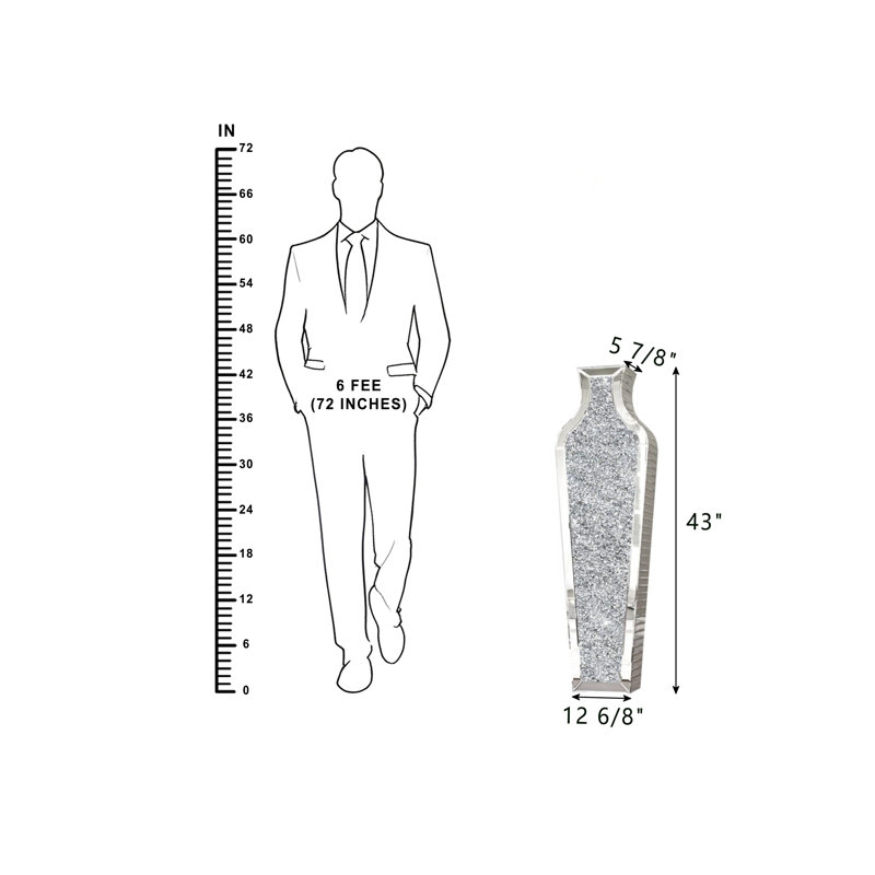 DeGrailly Crystal Glass Floor Vase, 43" H x 12.75" W x 5.9" D