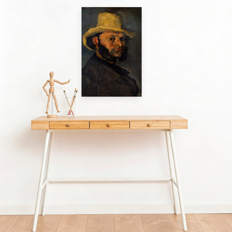Gustave Boyer In A Straw Hat, 1870-71 Impressionist Abstract Contemporary Portrait Wall Art Print by Paul Cezanne - Wrapped Canvas Print