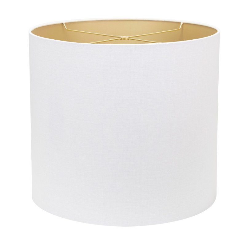 Drum Lamp Shade, 16" H x 18" W x 18" D, White/Silver