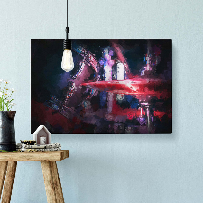 Drum Kit in Abstract - Wrapped Canvas, 50cm H x 76cm W x 3cm D