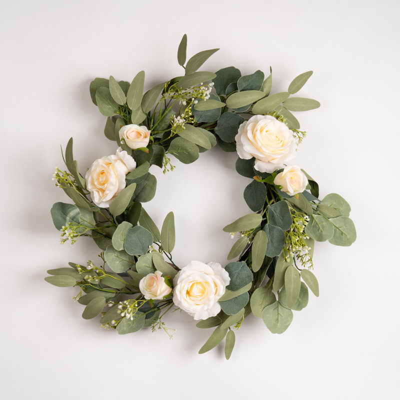 40cm Eucalyptus And Rose Wreath