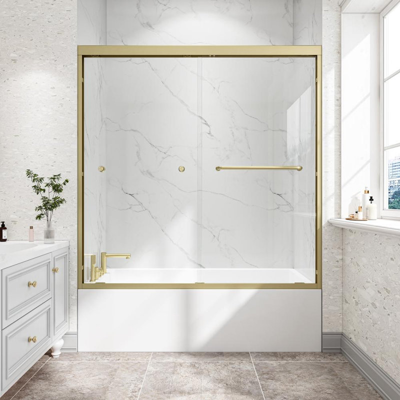 55"-60" W x 60" H Shower Door, Brushed Gold