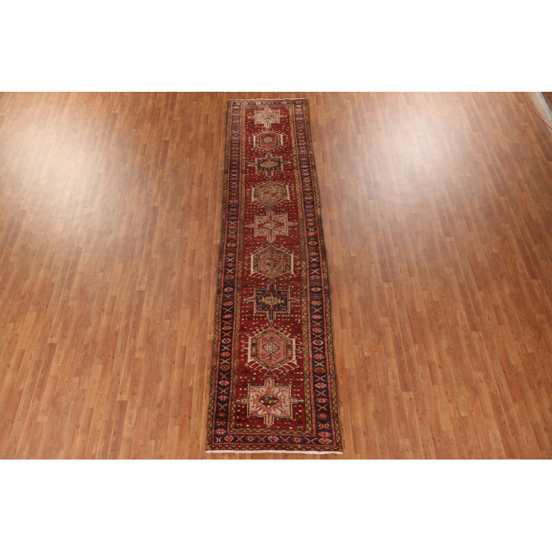 Geometric Red   Runner Rug 3x13