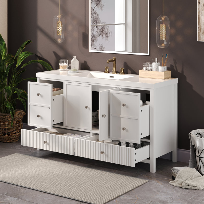 Meuble-lavabo moderne transitionnel Prescott, Blanc
