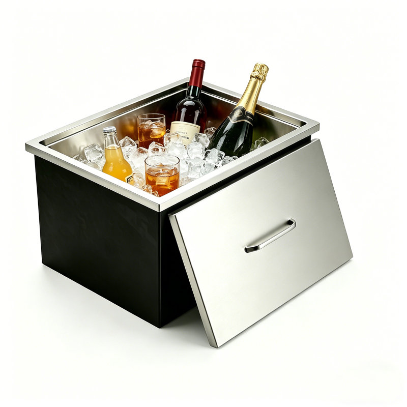 Glacière 82QT, bac à glaçons encastré en acier inoxydable avec isolation 24H, refroidisseur d'extérieur pour bar et cuisine