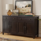 67"W Solid Wood 4-Shelf Sideboard Buffet Storage Cabinet with 2 Drawers