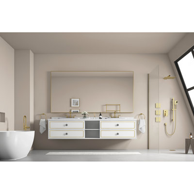 96" Wall Hung Bathroom Vanity Cabinet Fits Double Sinks, Cabinet Only (Countertop And Sinks Not Included)