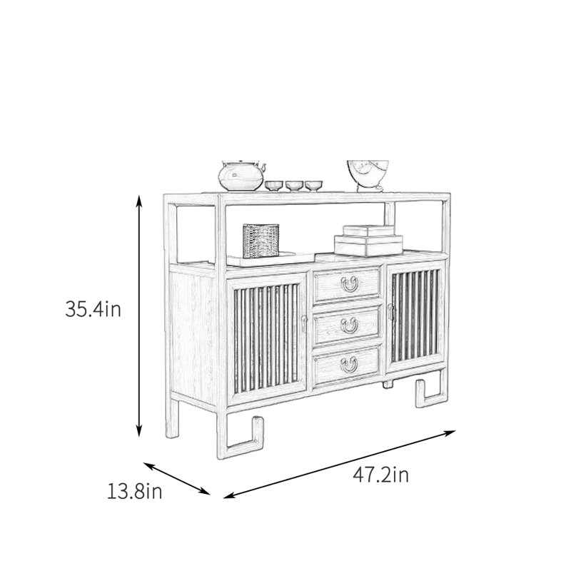 New Chinese Style Solid Wood Sideboard