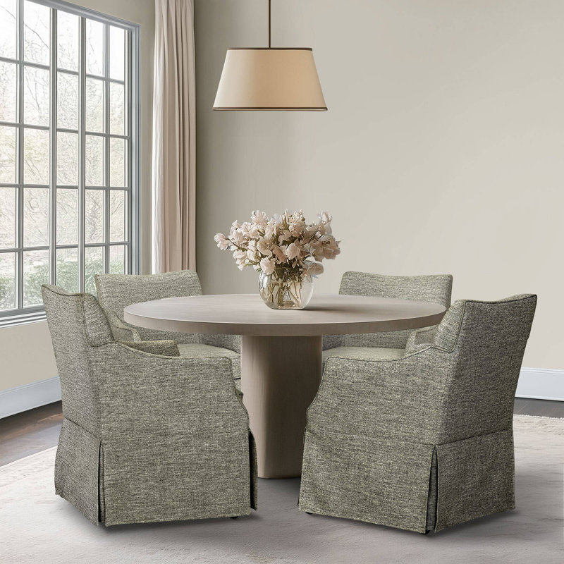 Chaise rembourrée avec accoudoirs et roulettes cachées, Gris