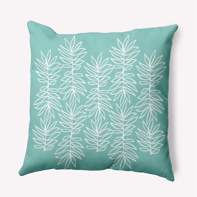 Coussin intérieur / extérieur Leafy Branch, H 20 po x l 20 po, Bleu ciel / floral blanc