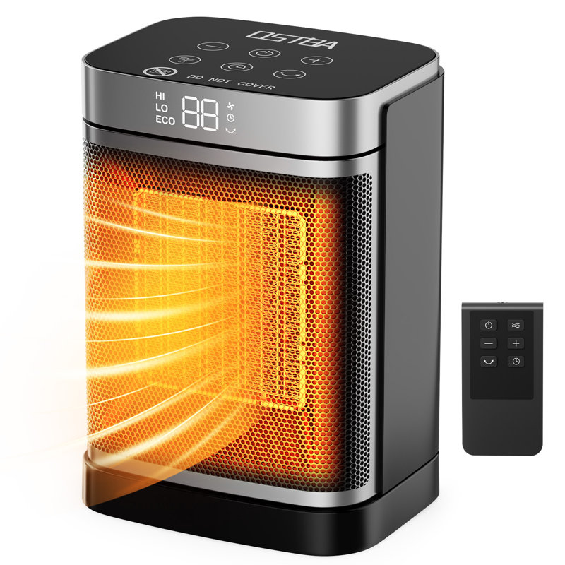Chauffage d'appoint oscillant en céramique de 1500 W avec télécommande, thermostat ECO et minuterie de 24 h