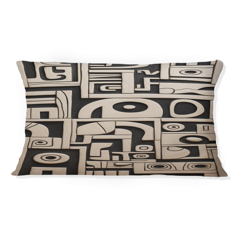 Coussin Tribal Sculptures en noir et blanc