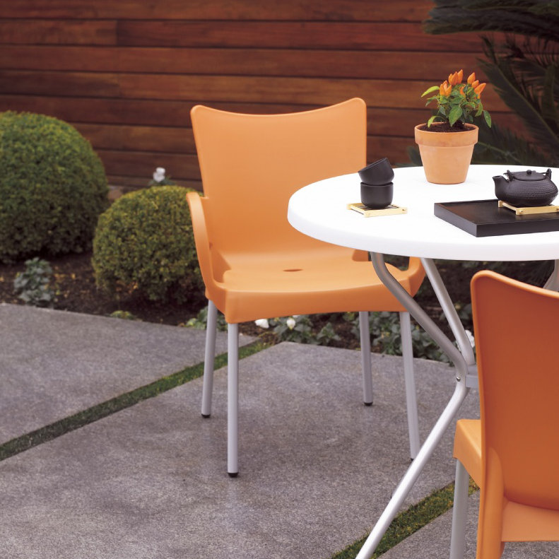 Goines Stacking Patio Dining Armchair, Orange