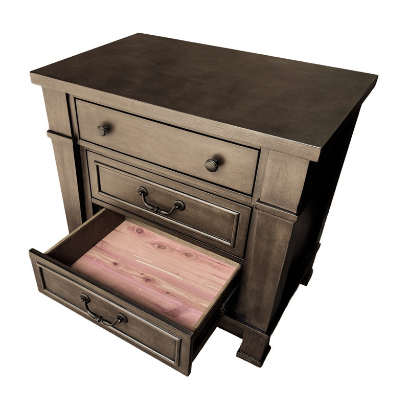Table de chevet avec USB, noyer foncé