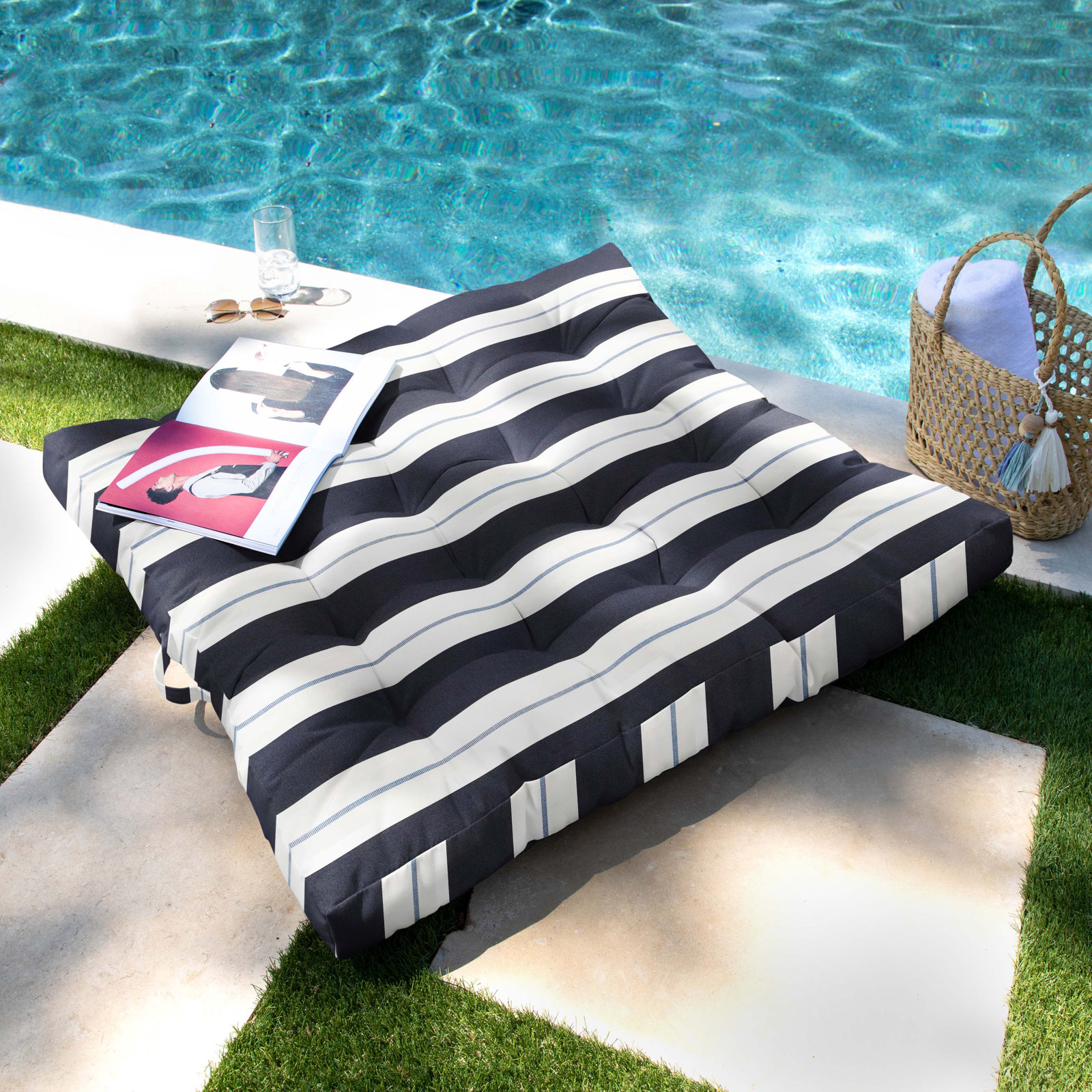 Antoni 40" x 40" Sunbrella® Throw Pillow, Relate Harbor