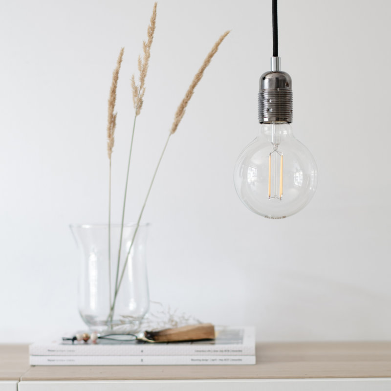 Rona 2 - Light Bulb Pendant, 357cm H x 7cm W x 4cm D, Black Chrome
