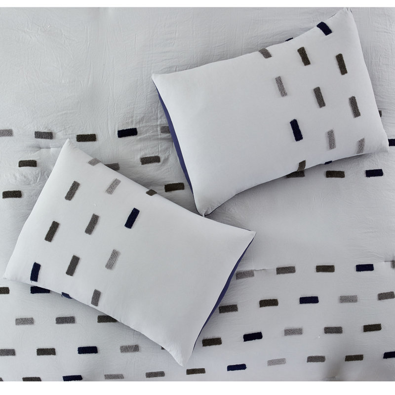 Gray Microfiber Reversible 4 Piece Comforter Set, Queen Comforter + 3 Additional Pieces