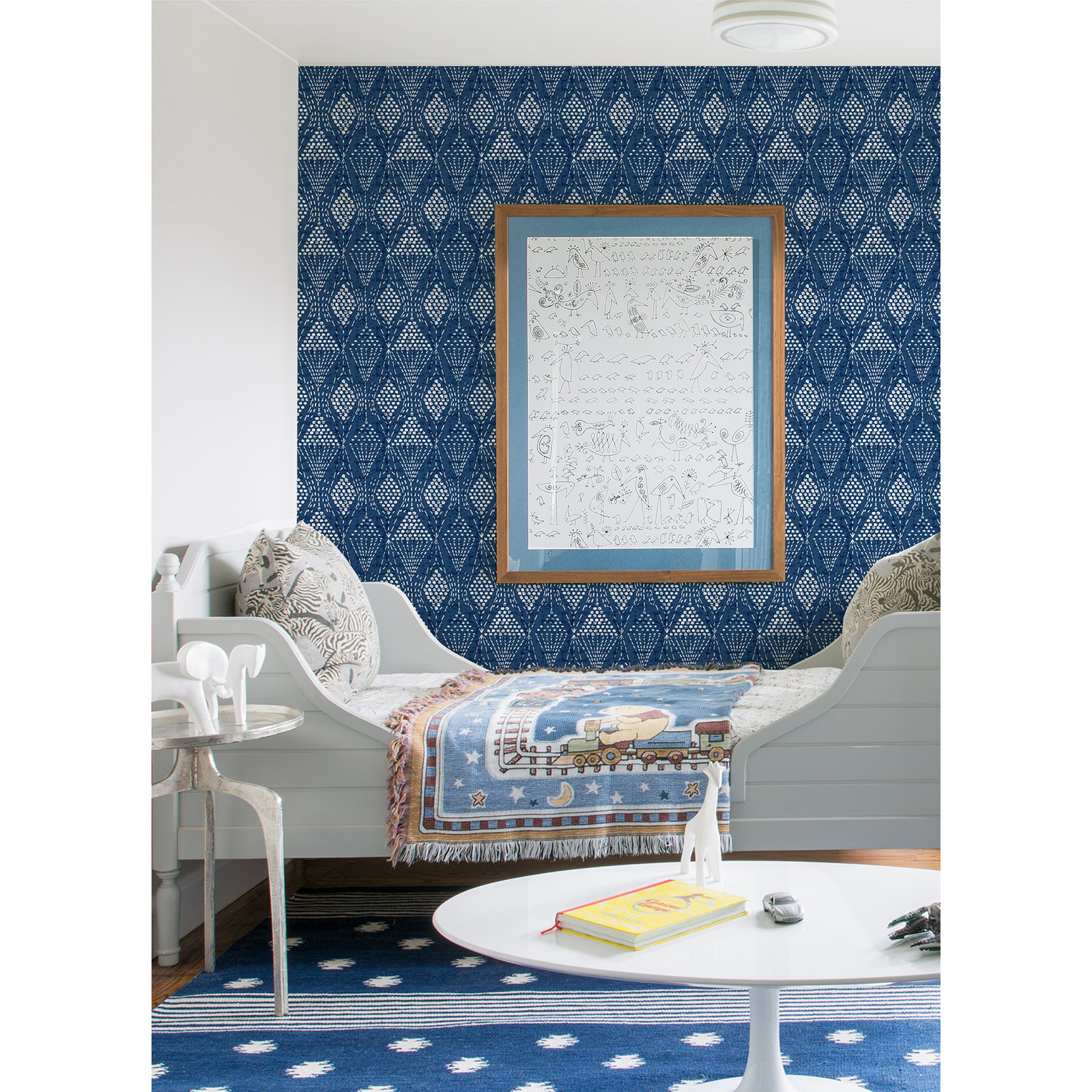 Aveta Geometric Wallpaper, Blue