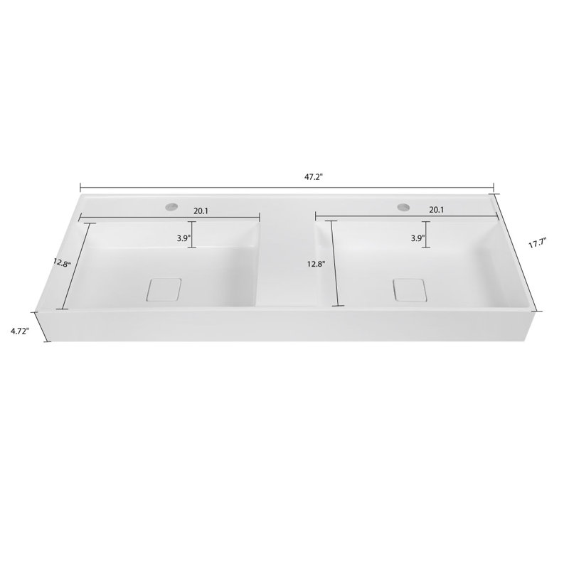 47.2" Solid Surface Resin Streamline Vanity Top