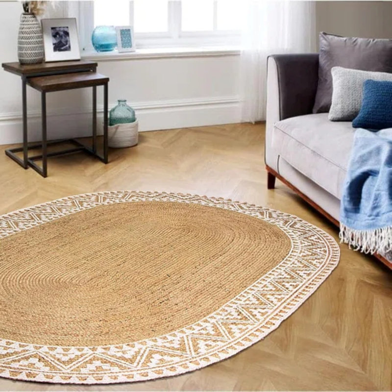 Hand Braided Oval Jute Tishon, Oval 5' x 8'