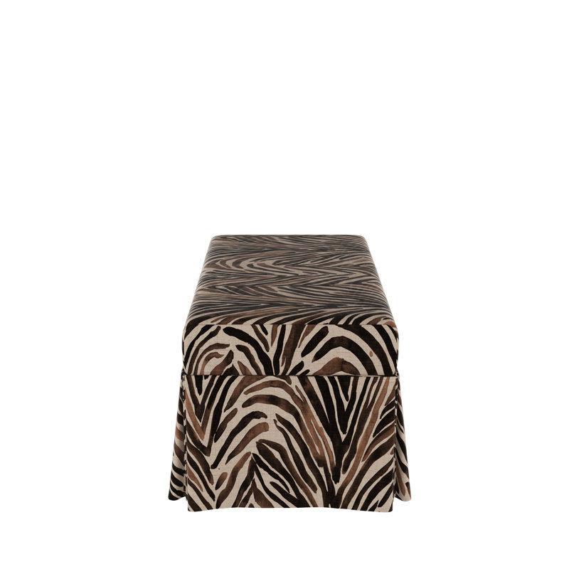 Chaplin Cotton Upholstered Storage Bench, Washed Zebra Chocolate