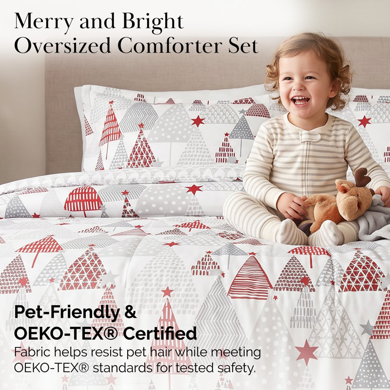 Southshore Fine Linens Merry and Bright Reversible Comforter Set, 100 GSM Double-Brushed Microfiber Holiday Bedding, 1 Comforter and 2 King Pillow Shams, King / California King