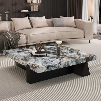 Light luxury square rock panel coffee table