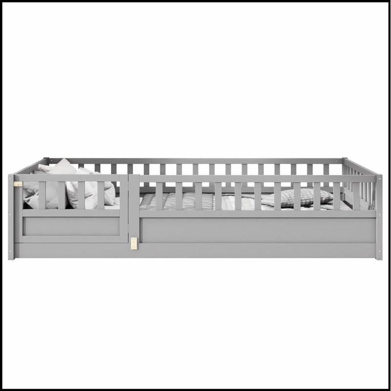 Lit pour enfant Montessori, Gris, Lit simple