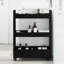 Narrow Storage Trolley 3 Tier Bookcase Rolling Cart Engineered Wood