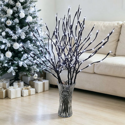 Cool White Lighted Bendable Willow Branch Lights, Battery Operated LED Decorative Twig Lights for Indoor Covered Outdoor Vase Home Christmas Party Decor