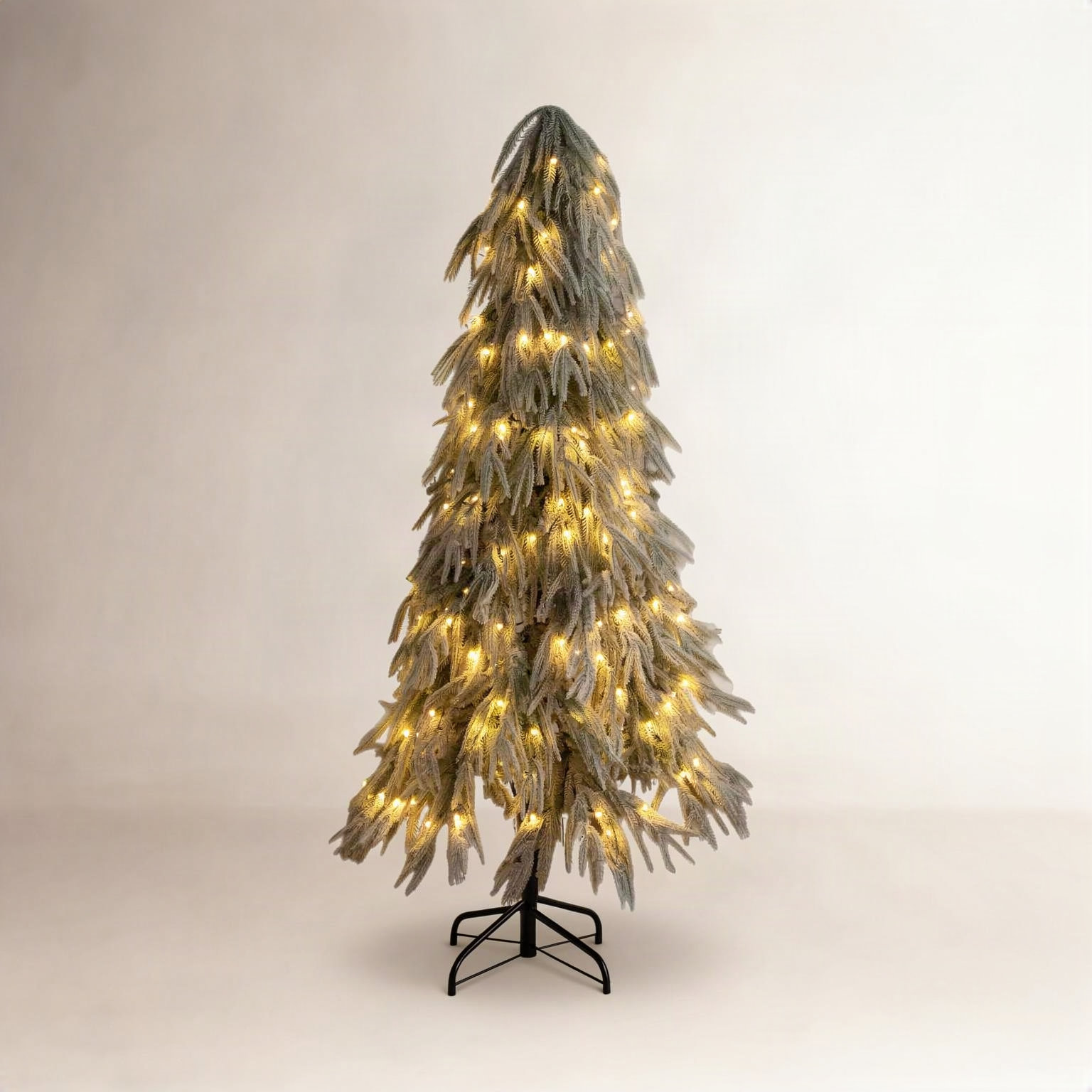 Flocked Pre-Lit Pine Christmas Tree, 5ft