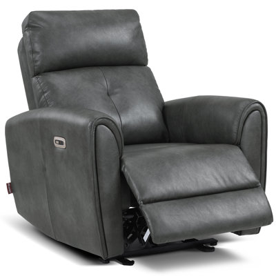 17.9"Seat Hight Small Zero Wall-Hugger Recliners Chair with Lumbar Support & USB and Type-C Charging Ports, Faux Leather by Latitude Run